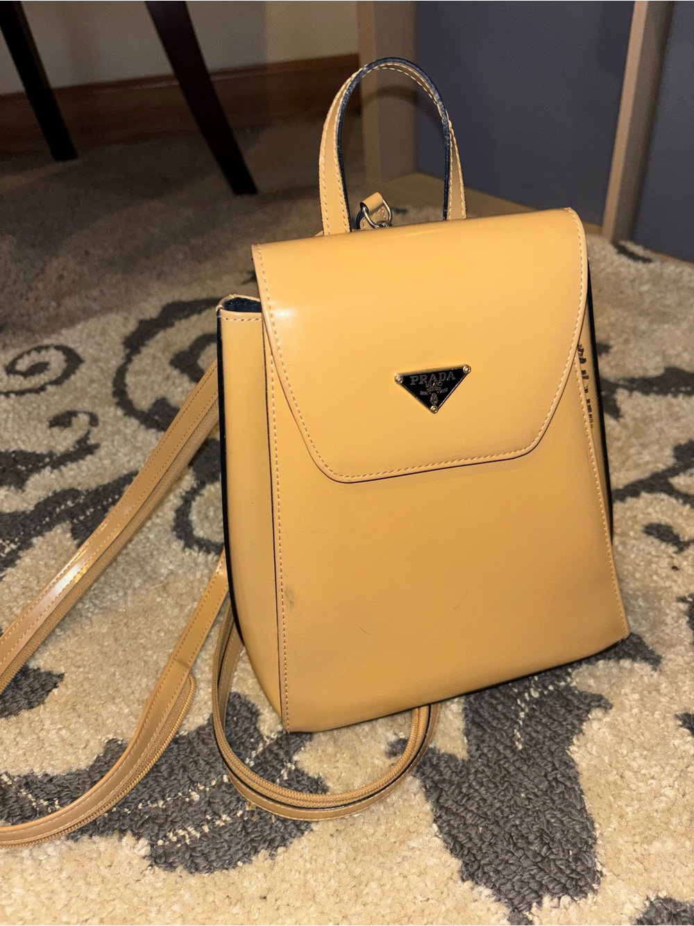Prada Pale Yellow Leather Mini Backpack